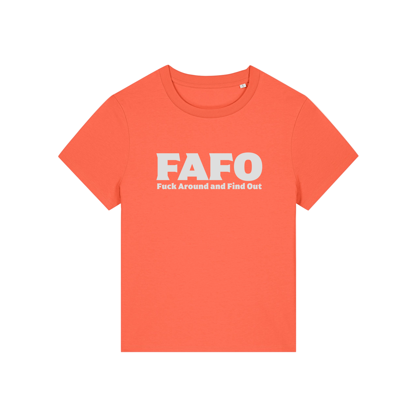 orange gen x t-shirt with the slogan 'fafo - fuck around and find out'