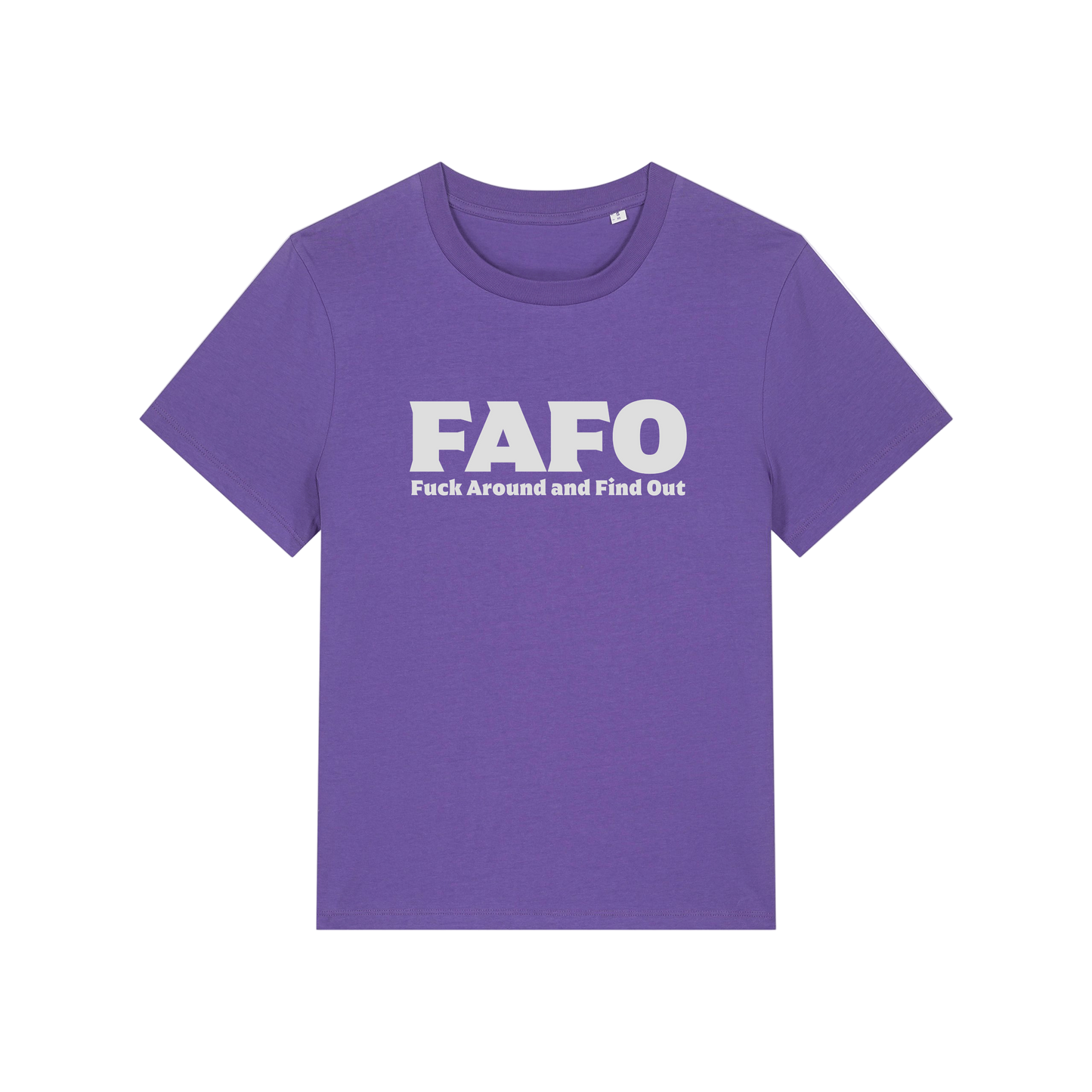 purple gen x t-shirt with the slogan 'fafo - fuck around and find out'