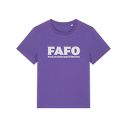 purple gen x t-shirt with the slogan 'fafo - fuck around and find out'