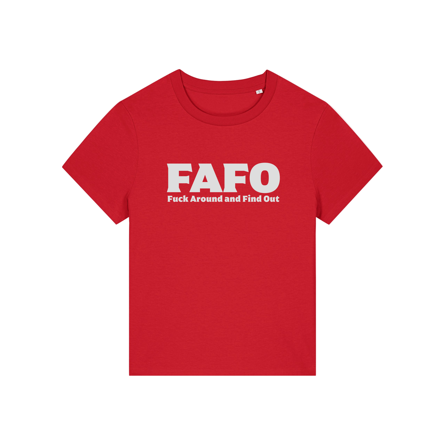red gen x t-shirt with the slogan 'fafo - fuck around and find out'