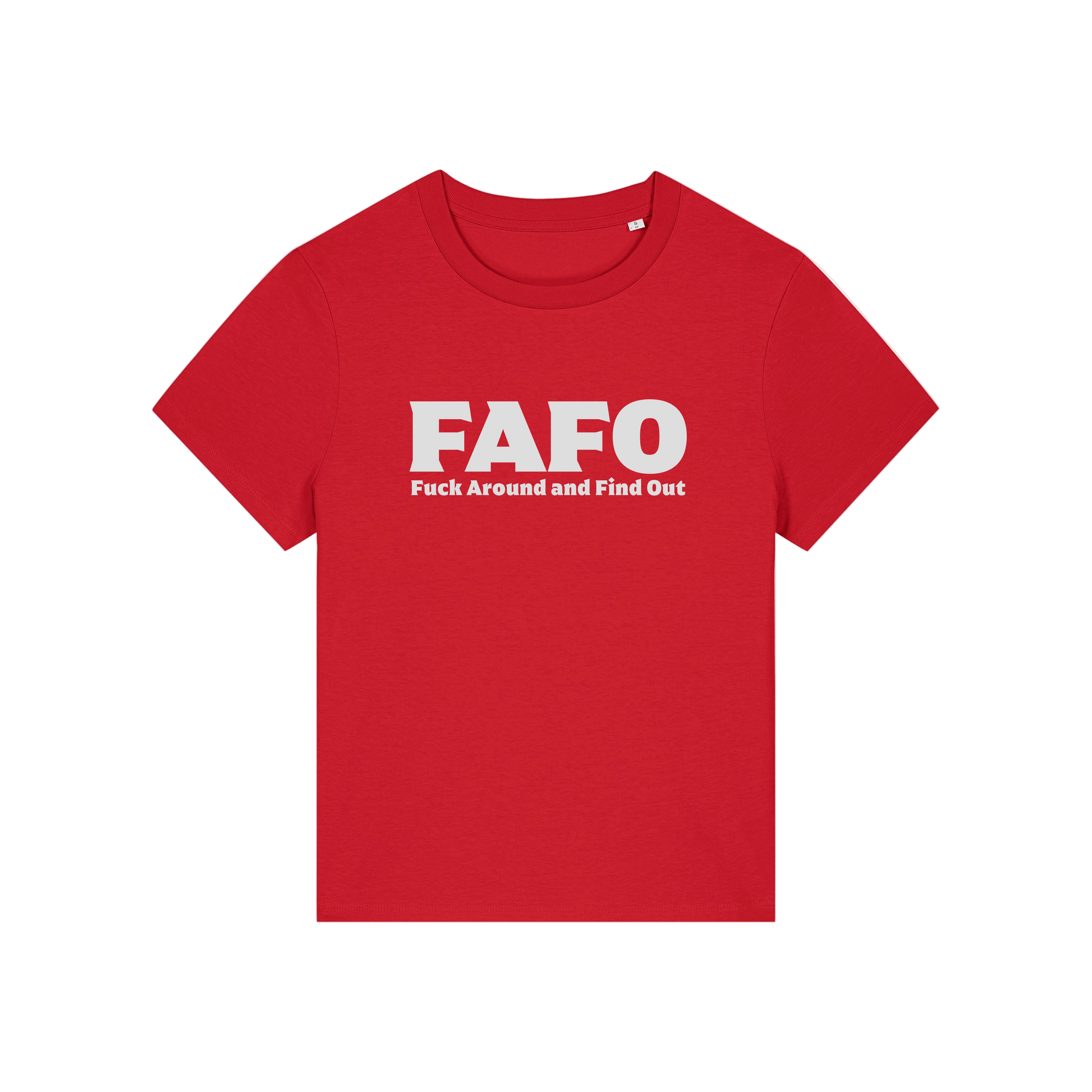 red gen x t-shirt with the slogan 'fafo - fuck around and find out'