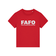 red gen x t-shirt with the slogan 'fafo - fuck around and find out'