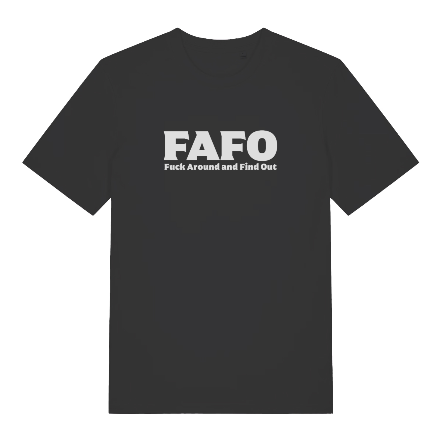 black gen x t-shirt with the slogan 'fafo fuck around and find out'