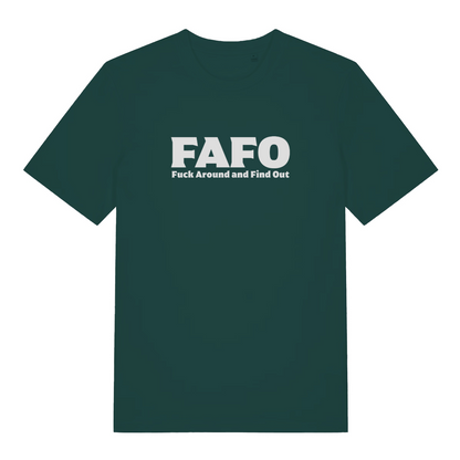 green gen x t-shirt with the slogan 'fafo fuck around and find out'
