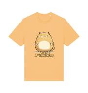 yellow funny t-shirt with a cartoon cat graphic and 'Fat & Furious' slogan