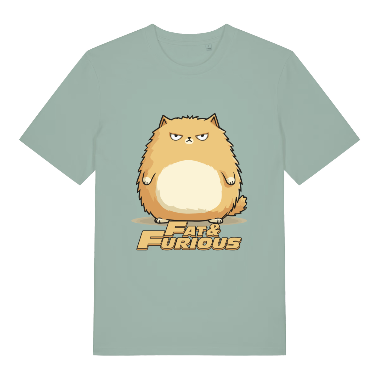 Aloe women's Fat & Furious T-shirt flat lay with chubby angry cat graphic