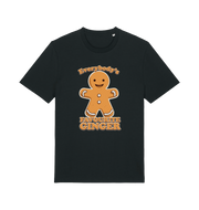black christmas t-shirt with the graphic of a gingerbread man and the slogan 'everybodys favourite ginger'