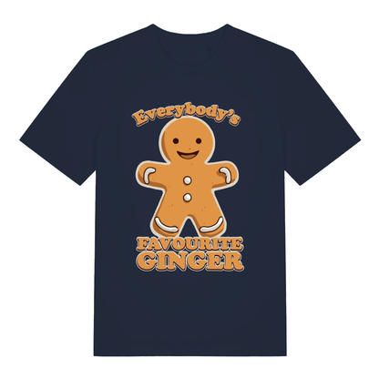 French Navy Everybody's Favourite Ginger T-shirt flat lay featuring cute festive gingerbread design