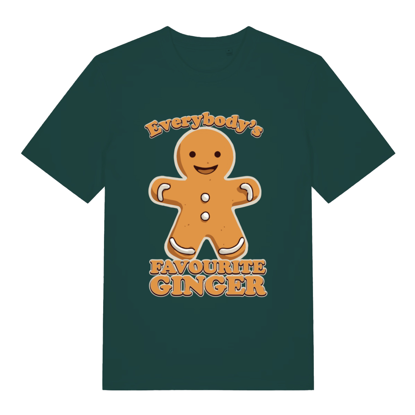 Glazed Green Everybody's Favourite Ginger T-shirt flat lay showing bold "Everybody's Favourite Ginger" illustration