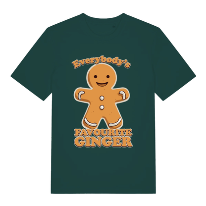 Glazed Green Everybody's Favourite Ginger T-shirt flat lay showing bold "Everybody's Favourite Ginger" illustration