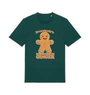 green christmas t-shirt with the graphic of a gingerbread man and the slogan 'everybodys favourite ginger'