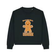 black christmas sweater with the graphic of a gingerbread man and the slogan 'everybodys favourite ginger'