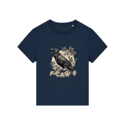navy funny animal t-shirt with the graphic of a crow and the slogan 'fcawf'
