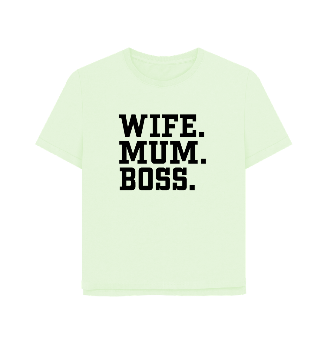 Pastel Green Wife Mum Boss Women's Relaxed Fit T-shirt