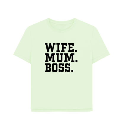 Pastel Green Wife Mum Boss Women's Relaxed Fit T-shirt