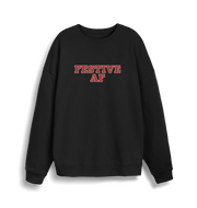 black christmas slogan jumper with 'festive af'