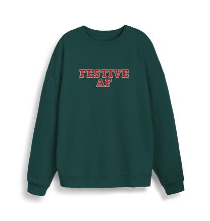 green christmas slogan jumper with 'festive af'