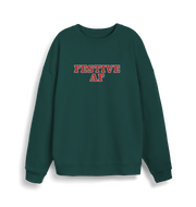 green christmas slogan jumper with 'festive af'