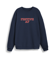navy christmas slogan jumper with 'festive af'