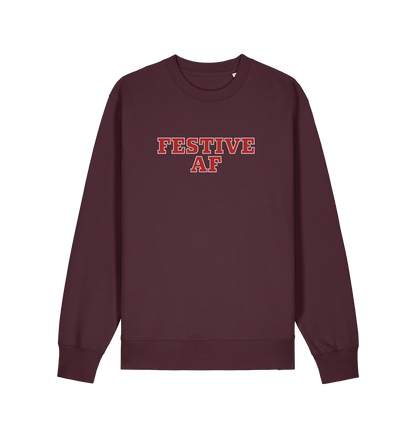 red brown christmas slogan jumper with 'festive af'