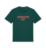 green christmas slogan t-shirt with 'festive af'