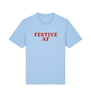 light blue christmas slogan t-shirt with 'festive af'