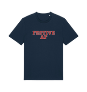 navy christmas slogan t-shirt with 'festive af'