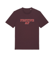 red brown christmas slogan t-shirt with 'festive af'