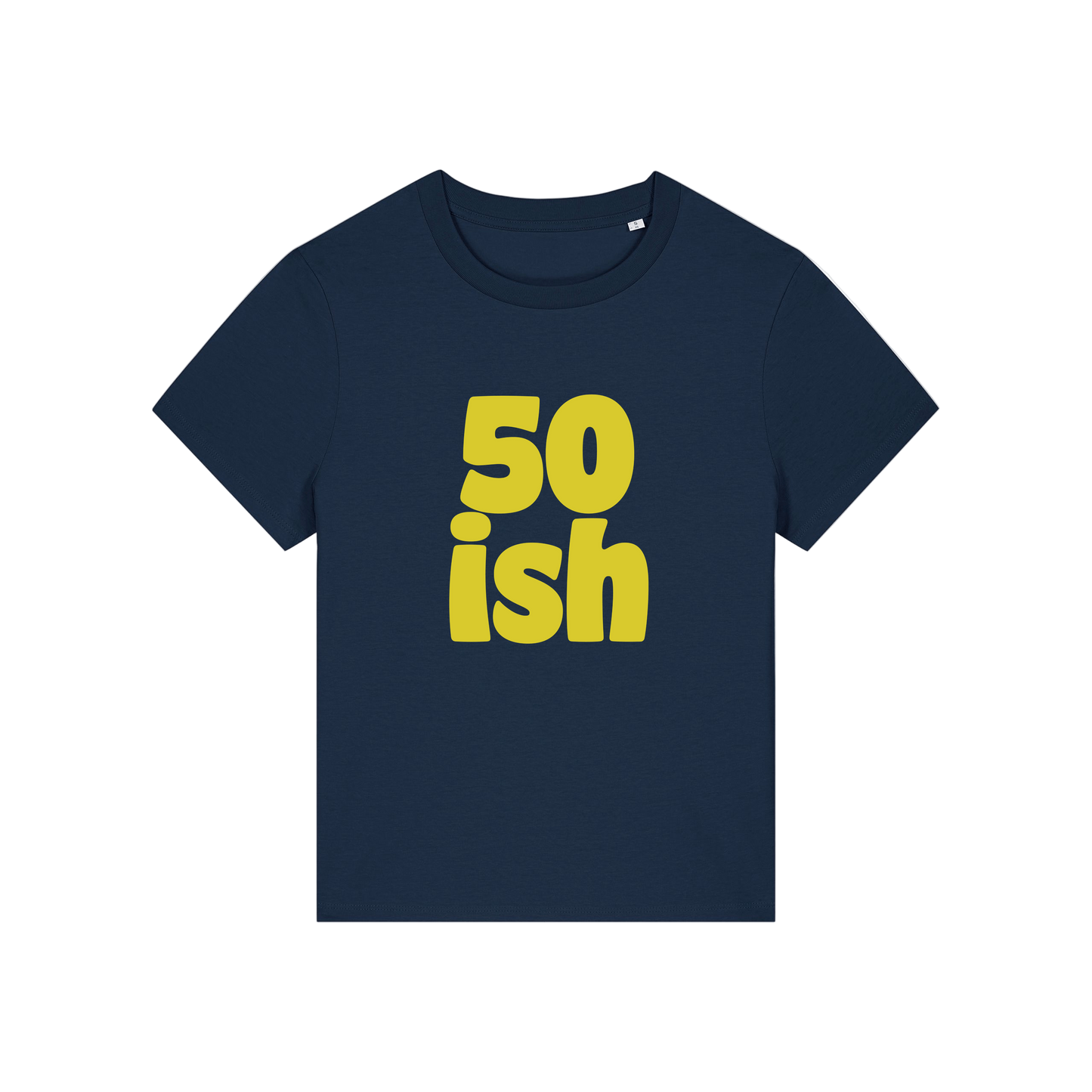 navy birthday t-shirt with the slogan '50 ish'