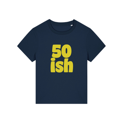 navy birthday t-shirt with the slogan '50 ish'