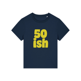 navy birthday t-shirt with the slogan '50 ish'