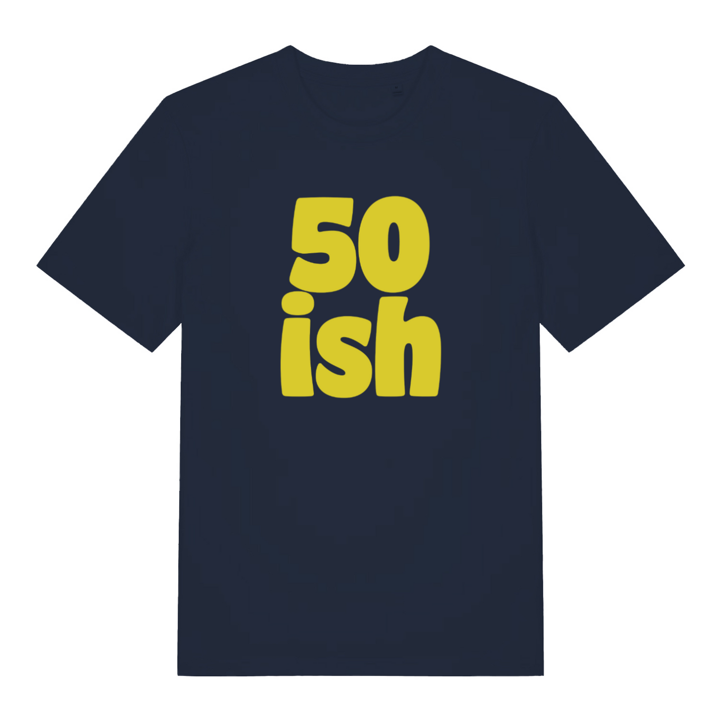 navy birthday t-shirt with the slogan '50-ish'