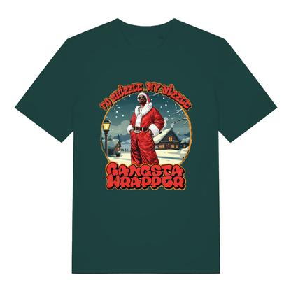 Glazed Green Fo Shizzle T-shirt flat lay showing Snoop as Santa festive illustration