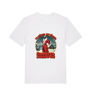white xmas t-shirt with the graphic of snoop dogg dressed as santa claus and the logan 'fo shizzle my nizzle gangsta wrapper'