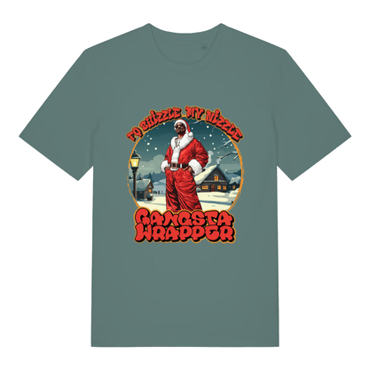 Green Bay women's Fo Shizzle T-shirt flat lay displaying hilarious Snoop Dogg Santa pun tee