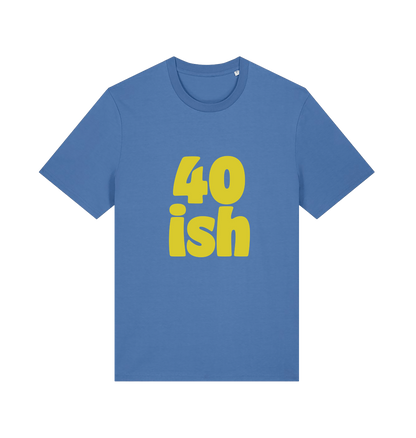 blue birthday t-shirt with the slogan '40-ish'