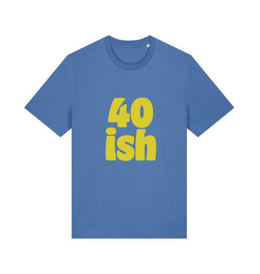 blue birthday t-shirt with the slogan '40-ish'