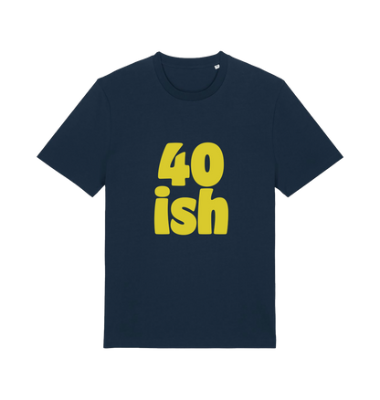 navy birthday t-shirt with the slogan '40-ish'