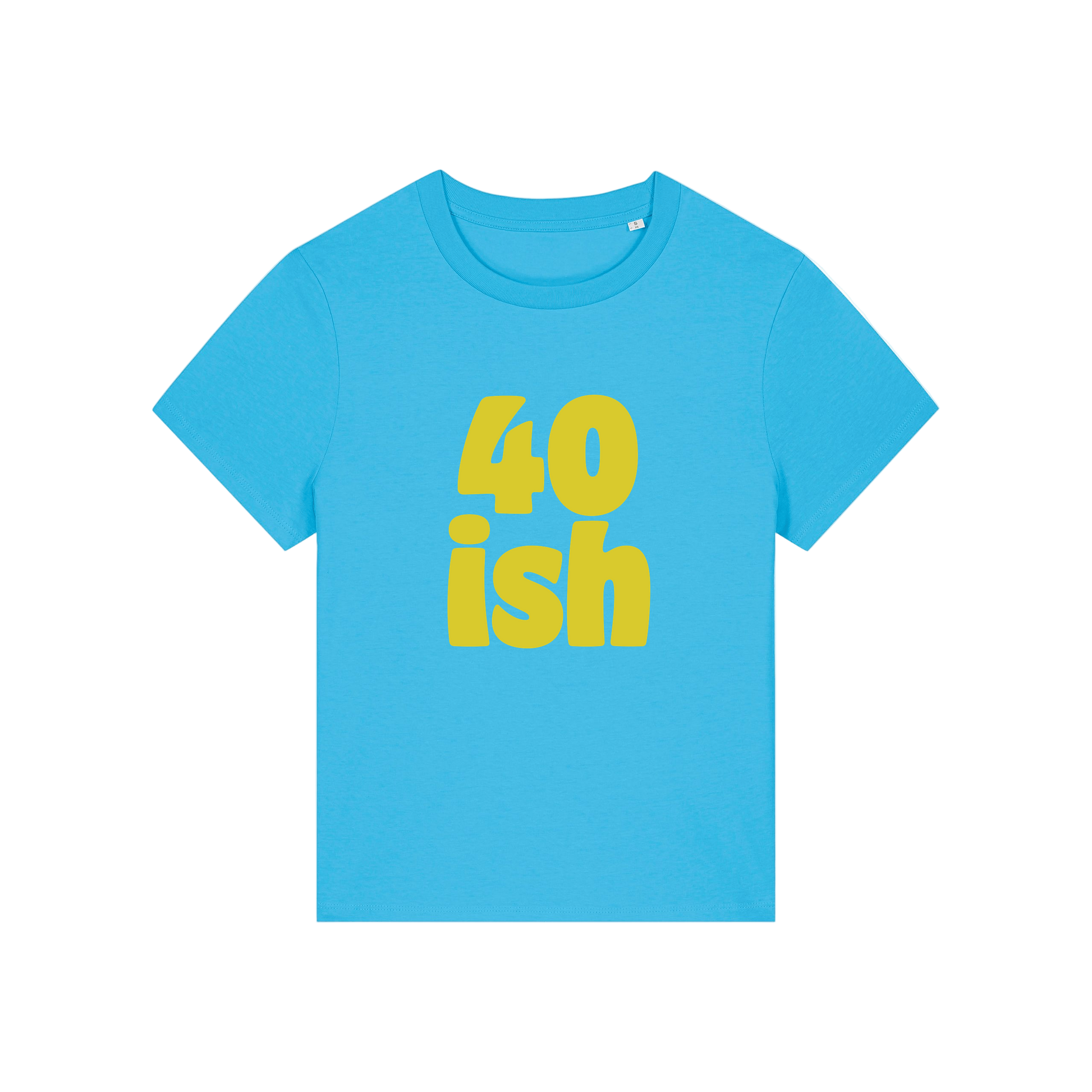blue birthday t-shirt with the slogan '40 ish'