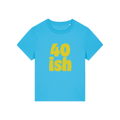blue birthday t-shirt with the slogan '40 ish'