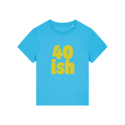 blue birthday t-shirt with the slogan '40 ish'