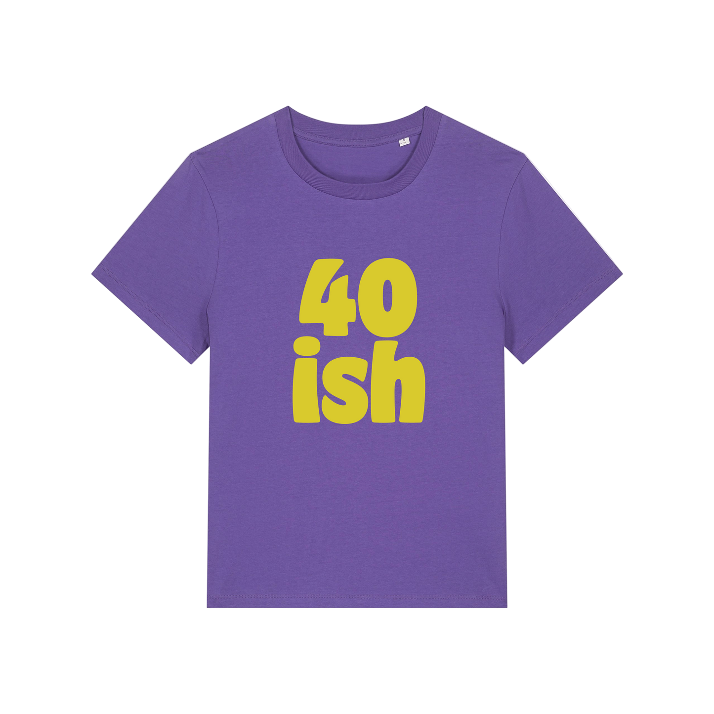 purple birthday t-shirt with the slogan '40 ish'