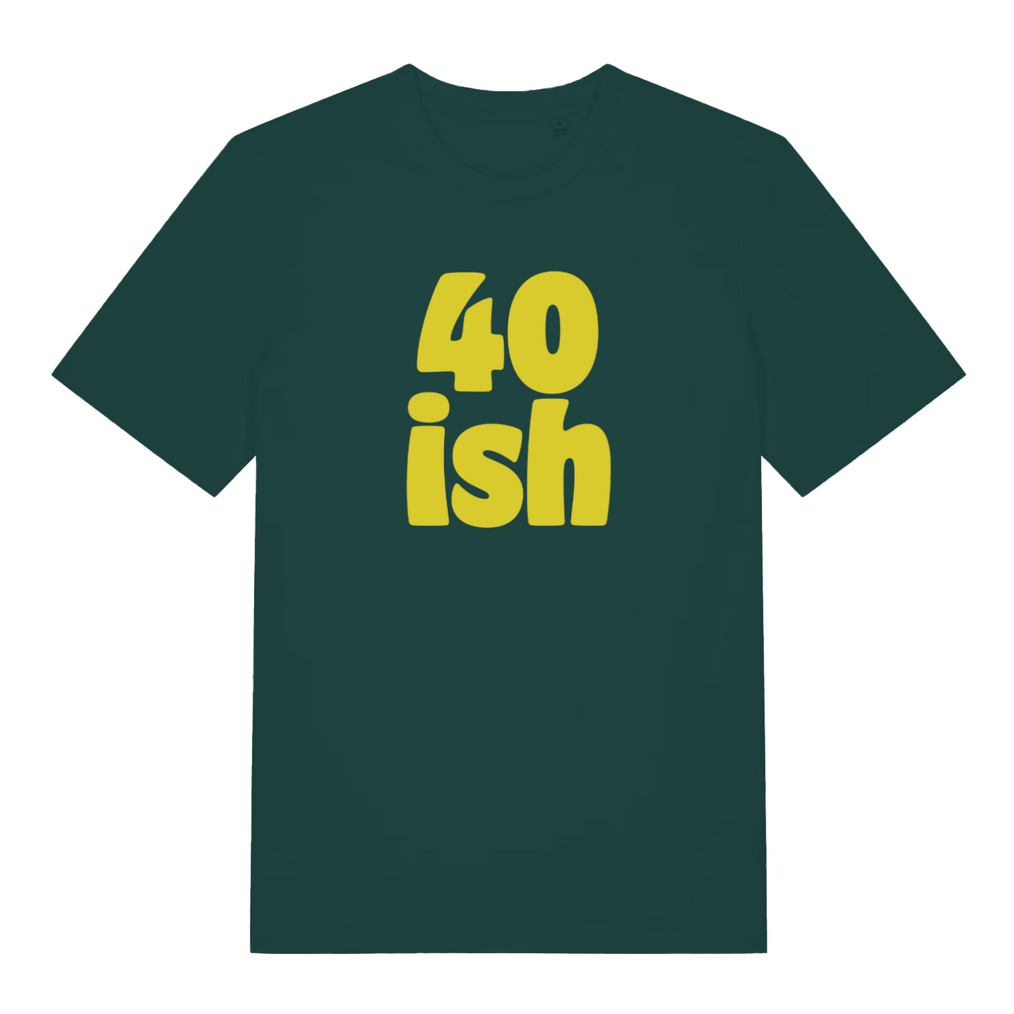 green birthday t-shirt with the slogan '40 ish'