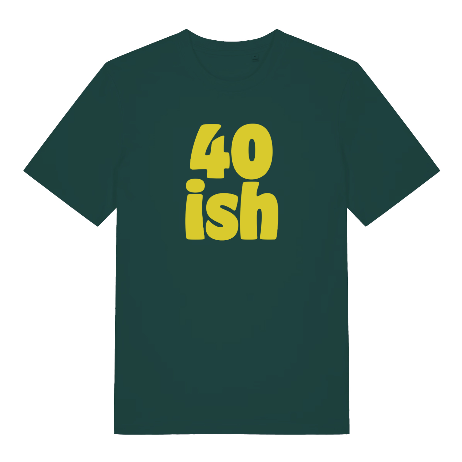 green birthday t-shirt with the slogan '40 ish'