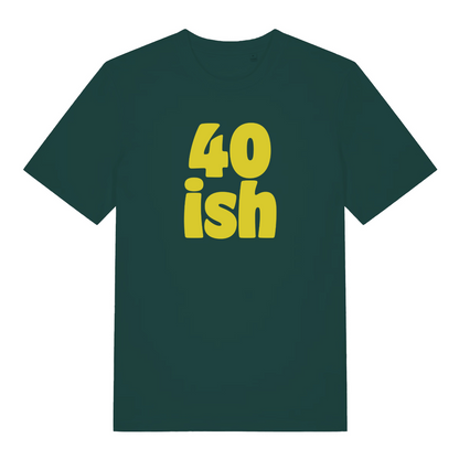 green birthday t-shirt with the slogan '40 ish'