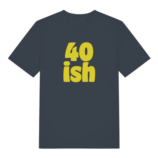 ink grey birthday t-shirt with the slogan '40 ish'