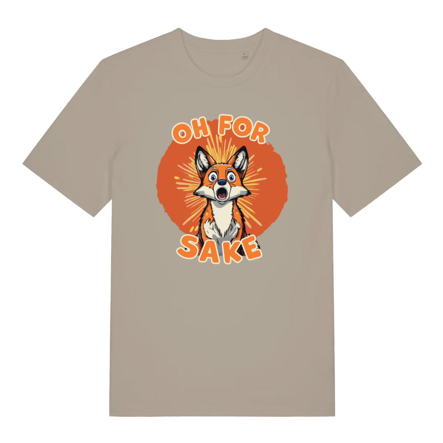 stone women's funny animal t-shirt with the graphic of a fox and the slogan 'oh for fox sake'