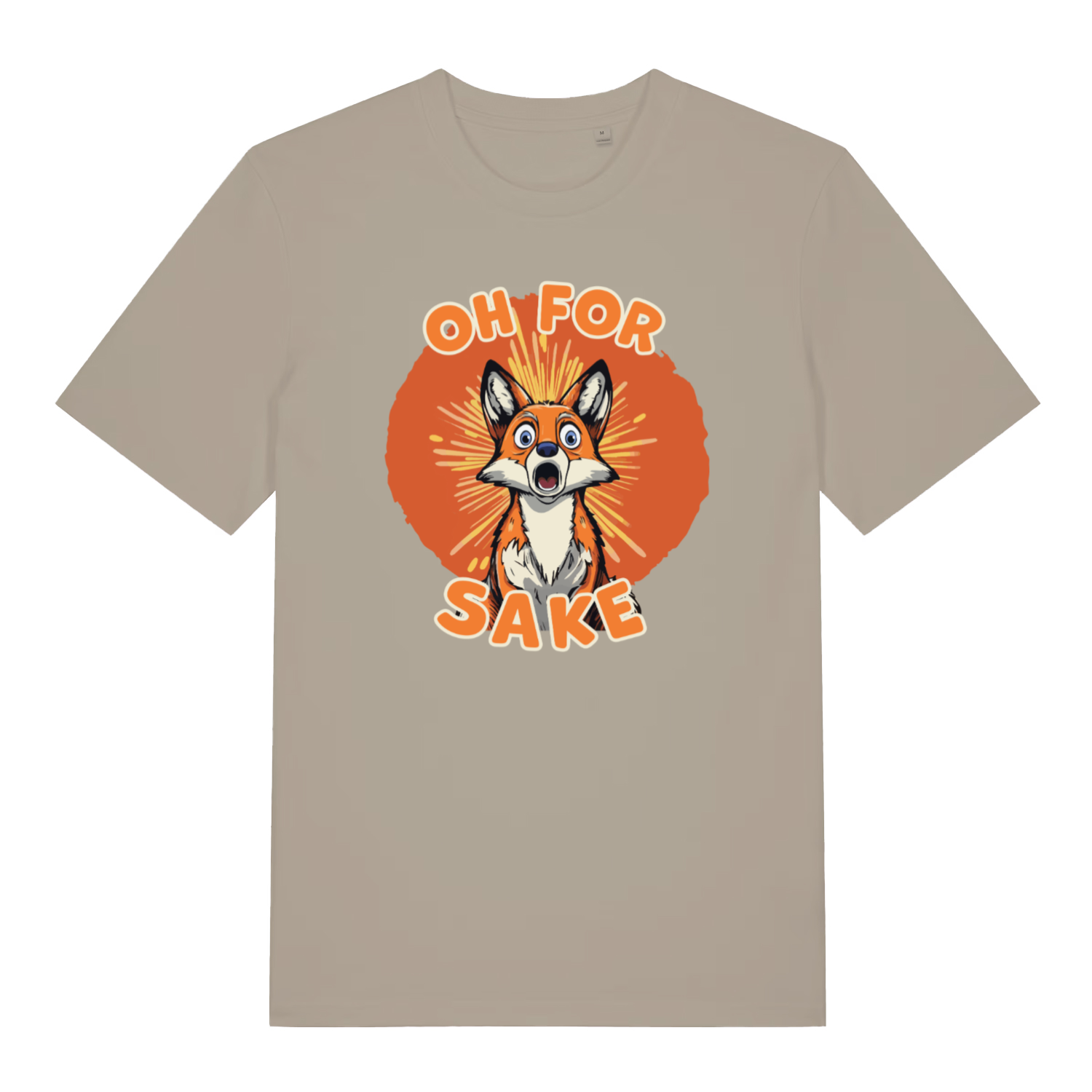 stone women's funny animal t-shirt with the graphic of a fox and the slogan 'oh for fox sake'