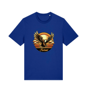 blue music t-shirt with the graphic of an eagle and the slogan 'free bird'