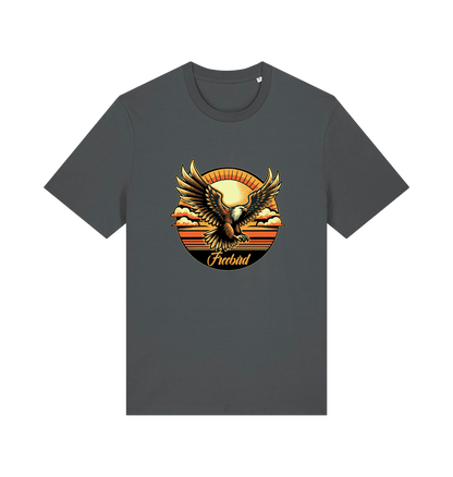 grey music t-shirt with the graphic of an eagle and the slogan 'free bird'